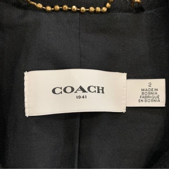 NEW Coach 1941 Military Patch Naval Coat (Sz 2) Wool-Blend Double Breasted Black - Picture 15 of 16